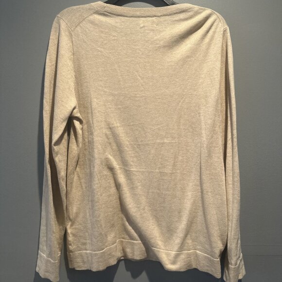 J Crew Sweater L Women tan Teddie Crewneck Pullover Lightweight Preppy Senseless - Picture 6 of 7